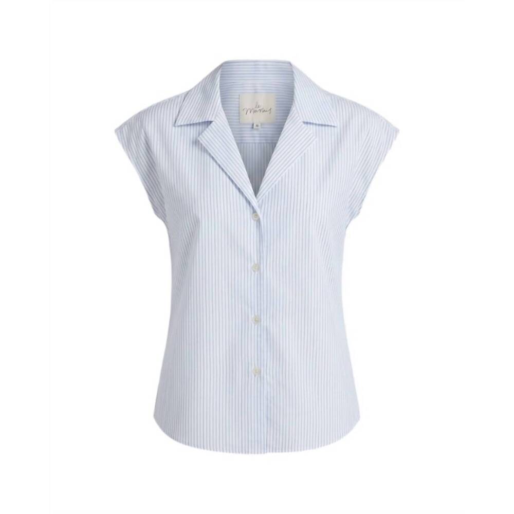 NEW LE MARAIS women's hampton cap sleeve shirt in blue